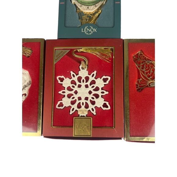Lot of 4 Lenox Christmas snowflake 2006 1998 hallelujah ballon bird porcelain - Picture 6 of 6